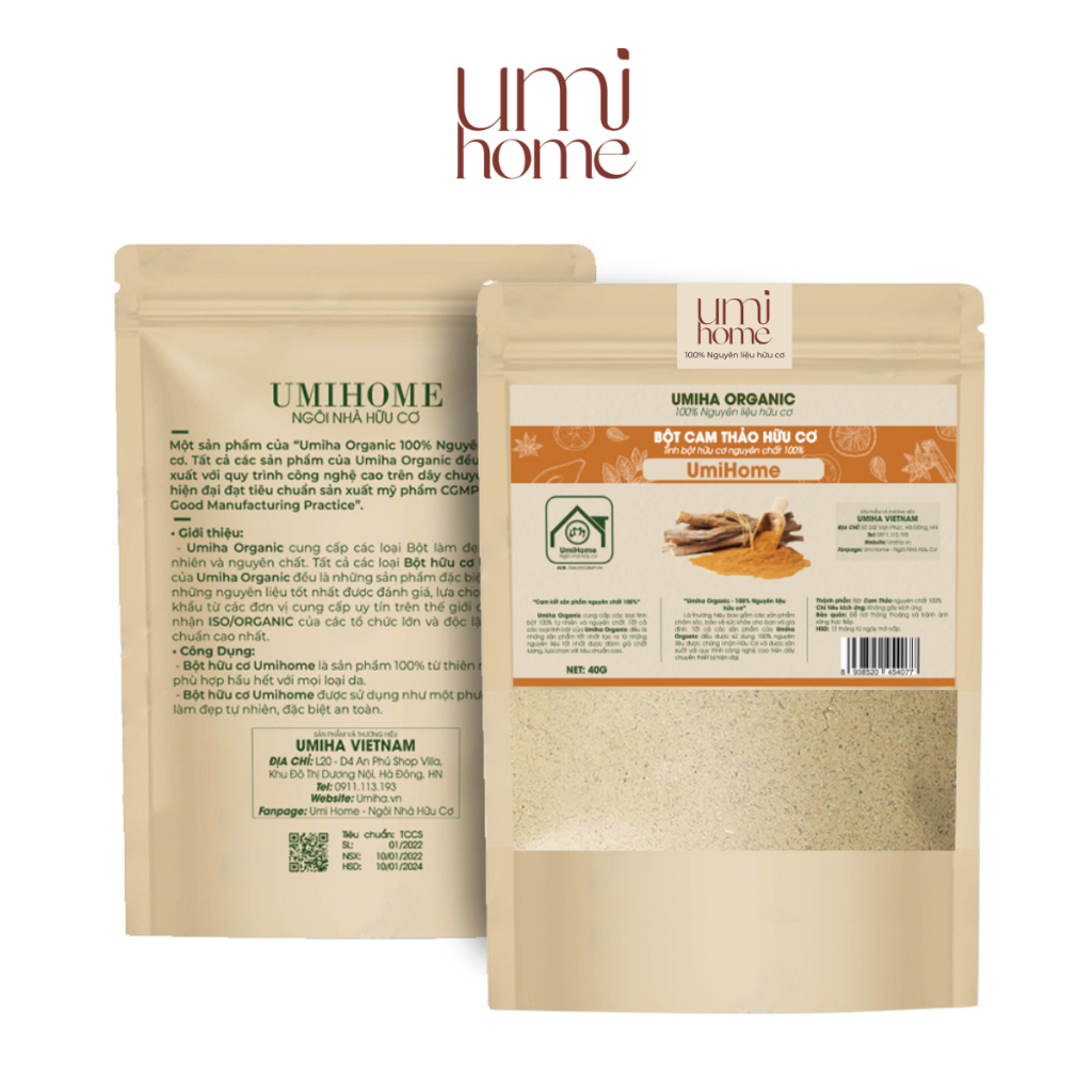 Ảnh Bột Cam Thảo hữu cơ UMIHOME nguyên chất Licorice powder 100% Organic 40G 2