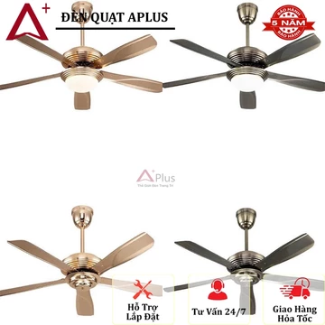 [LÕI ĐỒNG-ĐẢO CHIỀU]Quạt trần đèn 5 cánh Aplus,Quạt trần cho phòng khách-ngủ-bếp có điều khiển từ xa,tiết kiệm điện