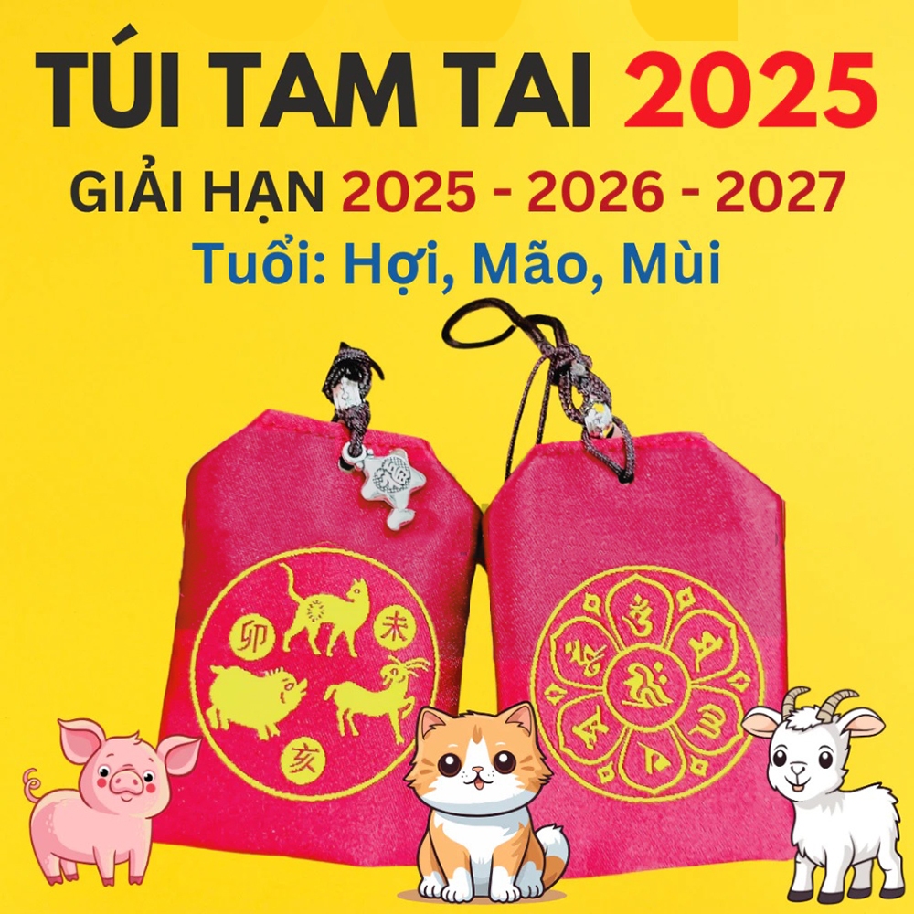 Túi GIẢI HẠN TAM TAI túi phước lành omamori may mắn Hóa Giải Vận Xui 2025 2026 2027 [Đã Khai Quang]
