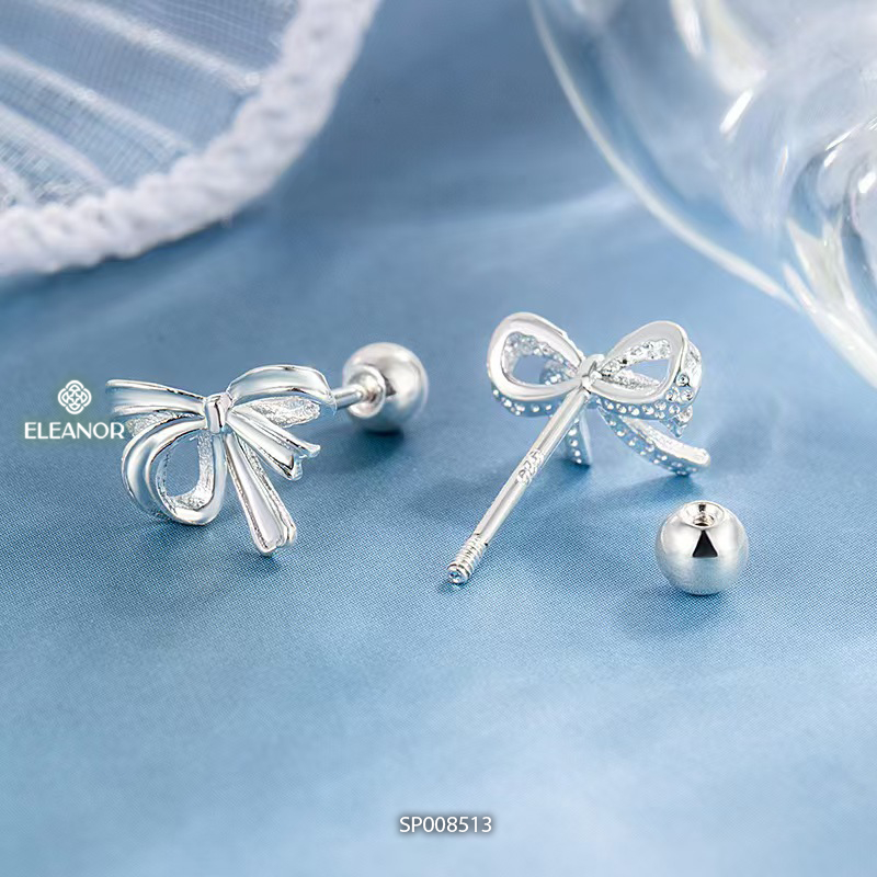 Bông tai nữ chuôi bạc 925 Eleanor Accessories hình nơ basic phụ kiện trang sức khuyên tai 8513