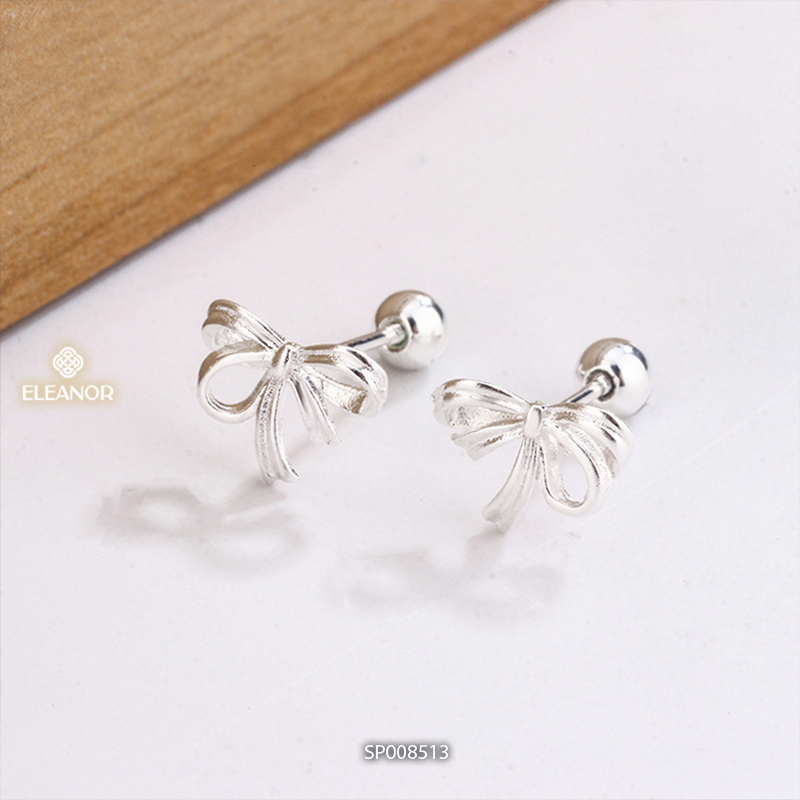 Bông tai nữ chuôi bạc 925 Eleanor Accessories hình nơ basic phụ kiện trang sức khuyên tai 8513