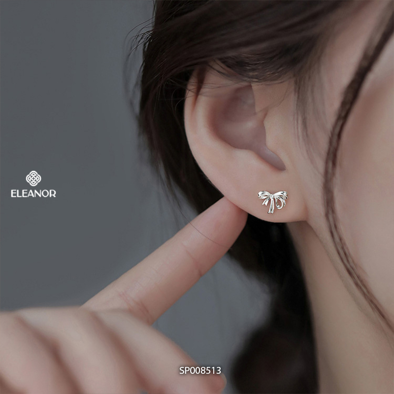 Bông tai nữ chuôi bạc 925 Eleanor Accessories hình nơ basic phụ kiện trang sức khuyên tai 8513