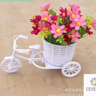 Xe hoa nhỏ xinh kèm hoa lụa  đồ trang trí chụp ảnh, hoa trang trí  trong nhà và ngoài trời CEVERIA