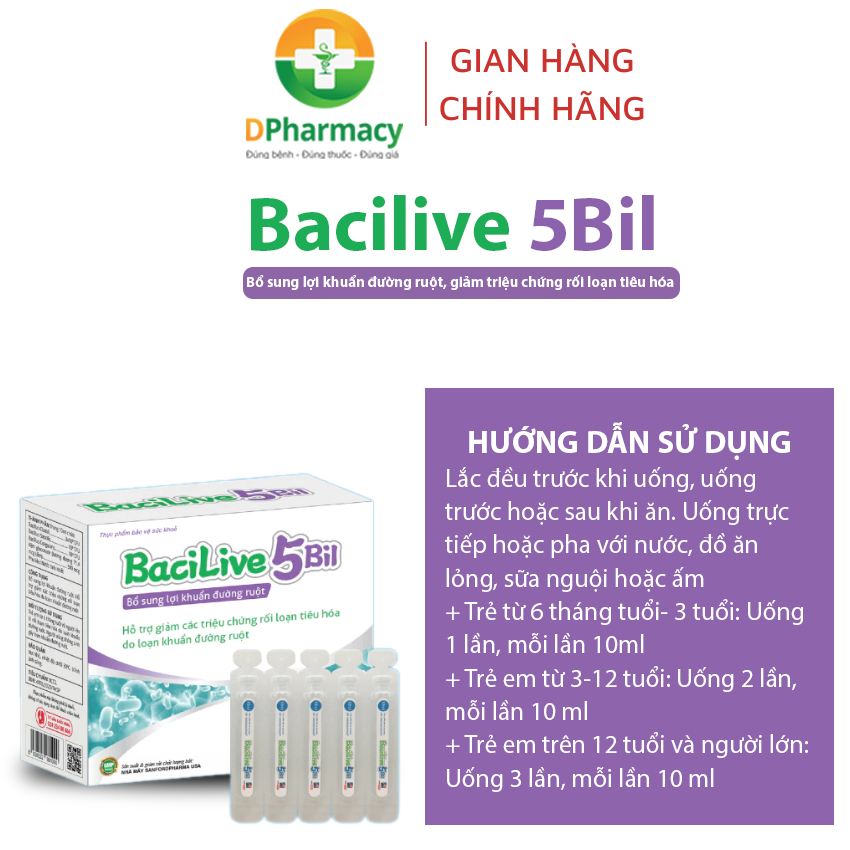 BaciLive 5Bil - Bổ sung 5 tỉ lợi khuẩn đường ruột, cải thiện các vấn đề rối loạn tiêu hóa