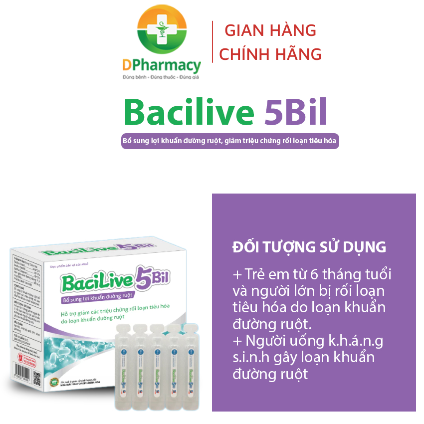 BaciLive 5Bil - Bổ sung 5 tỉ lợi khuẩn đường ruột, cải thiện các vấn đề rối loạn tiêu hóa