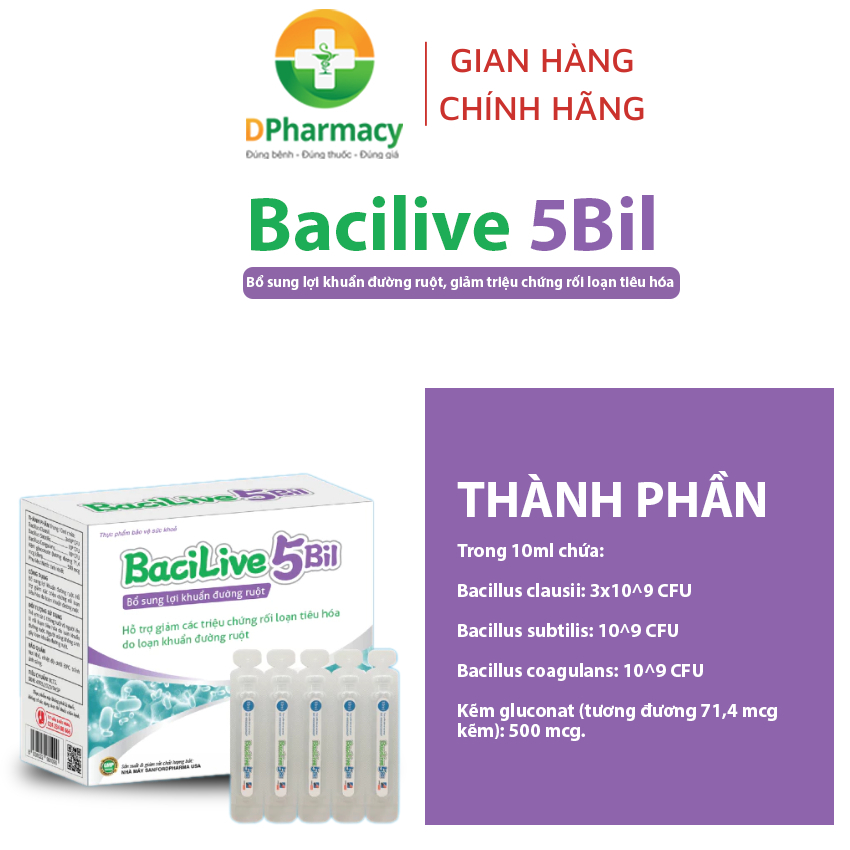 BaciLive 5Bil - Bổ sung 5 tỉ lợi khuẩn đường ruột, cải thiện các vấn đề rối loạn tiêu hóa