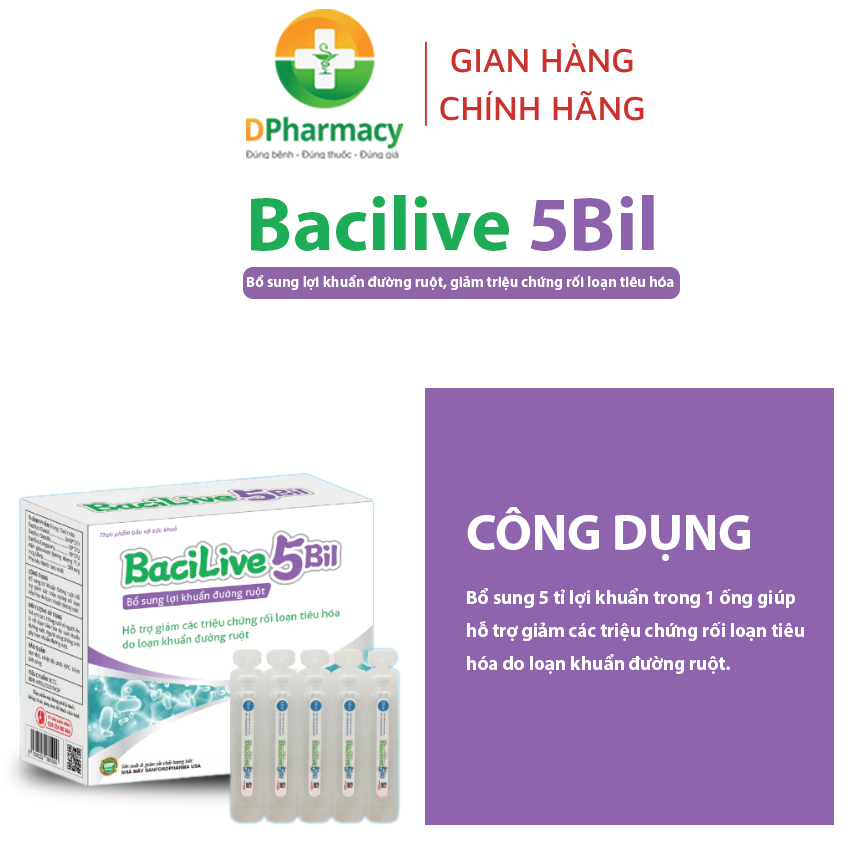 BaciLive 5Bil - Bổ sung 5 tỉ lợi khuẩn đường ruột, cải thiện các vấn đề rối loạn tiêu hóa