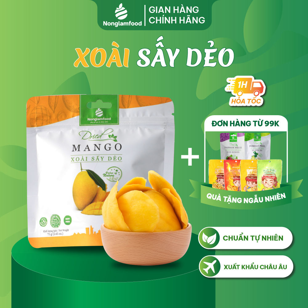 [HÀNG XUẤT KHẨU LOẠI 1] Xoài Sấy Dẻo Nông Lâm Food túi 75g