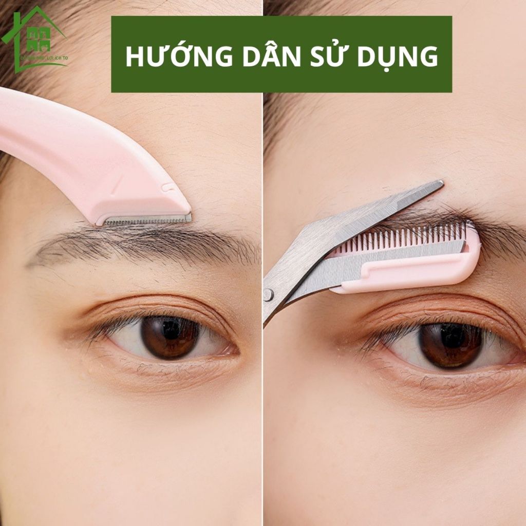 Dao cạo lông mày 3 món lưỡi thép nhà Kelly gồm kéo tỉa chân mày, bộ dụng cụ 2 dao cạo tỉa lông mày.