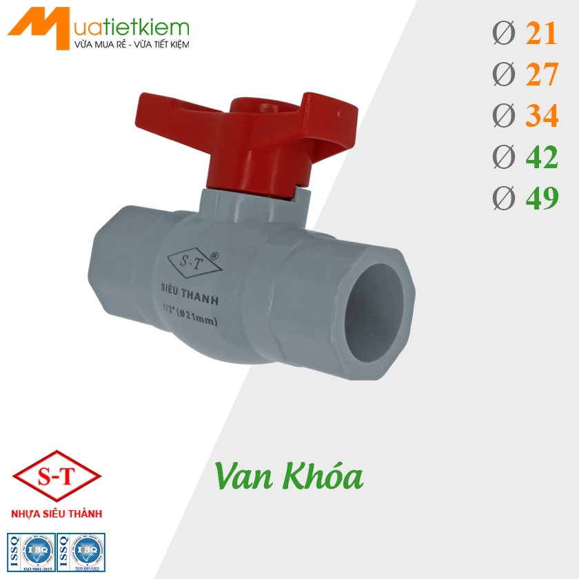 Ø21 Ø27 Ø34 Ø42 Ø49 [BÁN SỈ] Van Khóa PVC phi 21, 27, 34, 42, 49, phụ ...