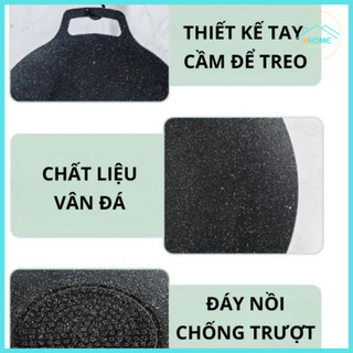 Chảo đá nướng thịt chống dính hàn quốc chảo gang nướng thịt không dầu bếp từ bếp ga vỉ nướng BBQ size 34cmm Chảo đá