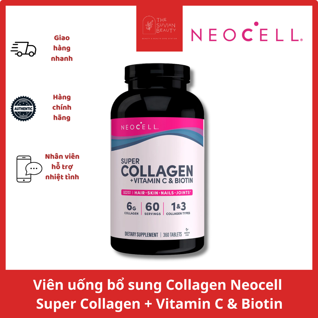 [Mẫu Mới] Viên uống bổ sung Collagen Neocell Super Collagen + Vitamin C ...