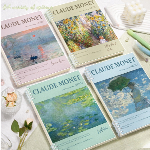 Sổ Còng Nhựa, Bìa Còng A5 B5 Tranh Monet  MESO - Sổ Còng Thay Được Giấy, Lõi giấy Refill Sổ Còng