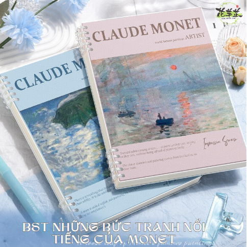 Sổ Còng Nhựa, Bìa Còng A5 B5 Tranh Monet  MESO - Sổ Còng Thay Được Giấy, Lõi giấy Refill Sổ Còng