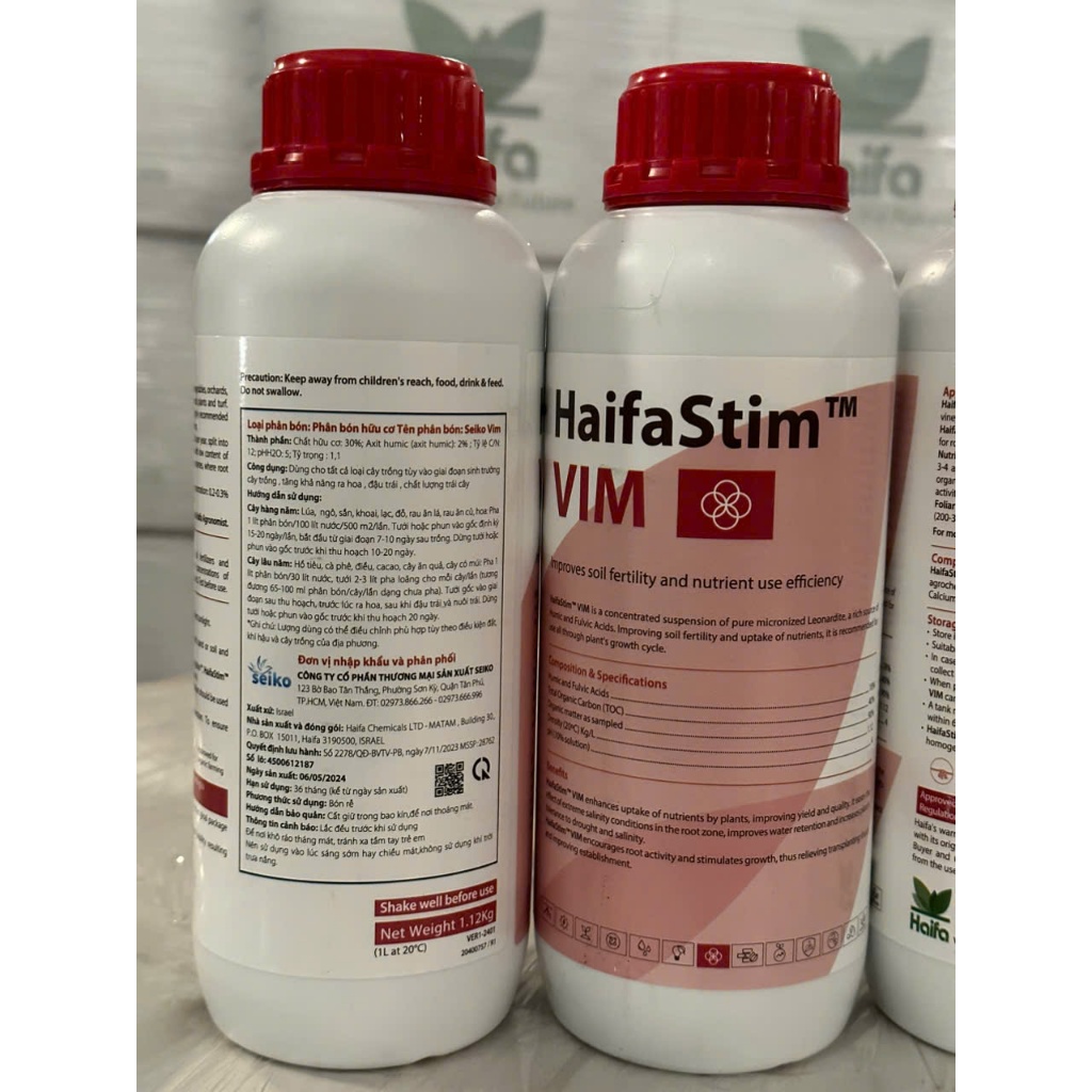 HaifaStim VIM - Phân Bón Hữu Cơ Cao Cấp Chứa Humic-Fulvic Acids,Cải Tạo Đất, Tăng Cường Sức Khỏe cây, tiêu chuẩn EU