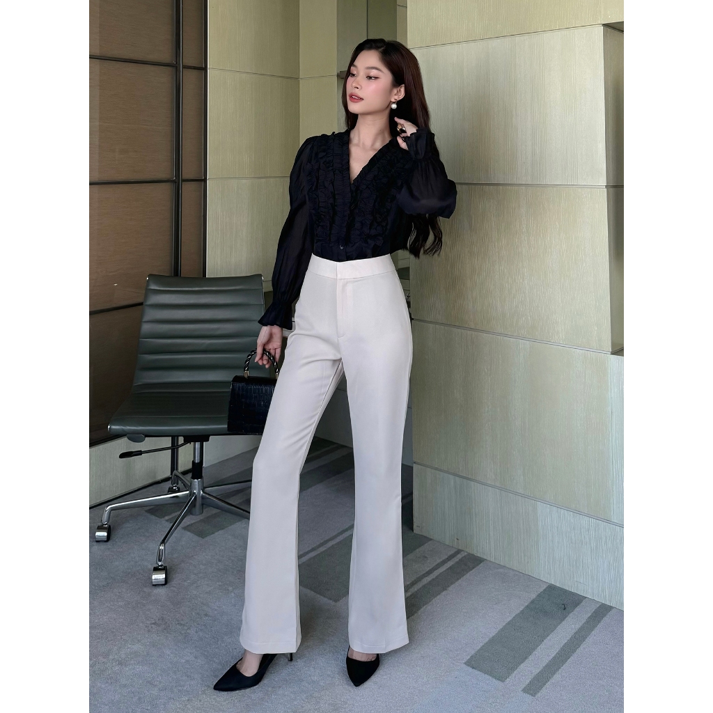 Ảnh Áo Sơ Mi Tay Dài Cổ V Nhún Bèo BBSTORE'S -A2231 2