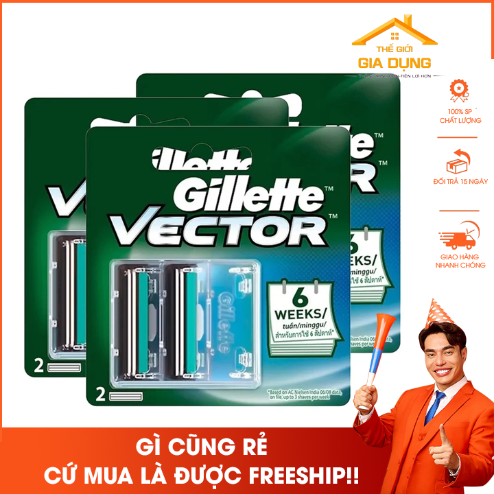 Lưỡi dao cạo râu Gillette Vector 1 vỉ 2 lưỡi chính hãng