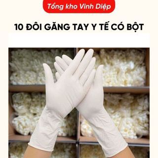 10 đôi găng tay y tế có bột, không bột dùng cho spa, y tế, thực phẩm, phun xăm