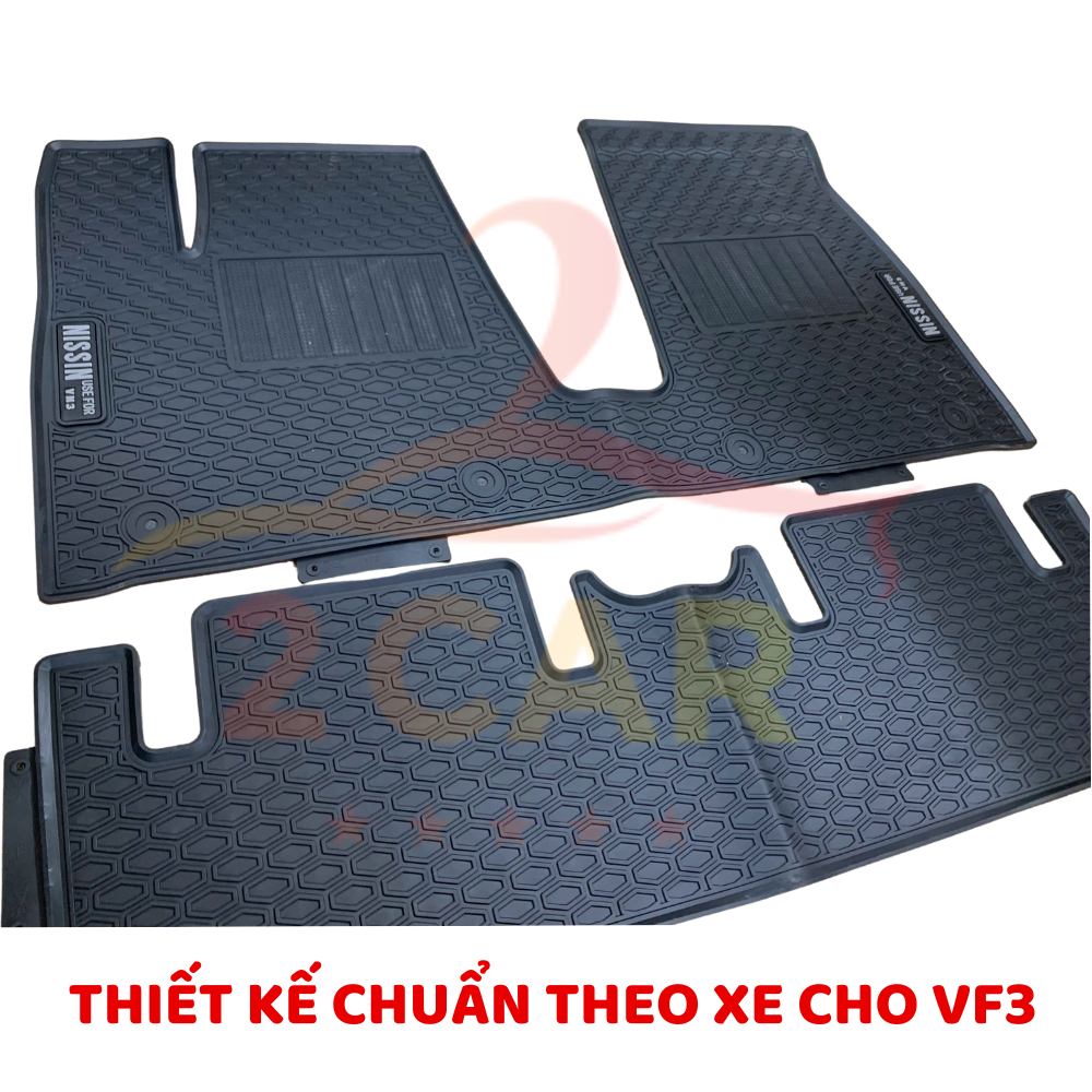 Thảm lót sàn xe Vinfast VF3 - Hàng CAO SU đúc không mùi, chống trượt - Mẫu mới _2CAR