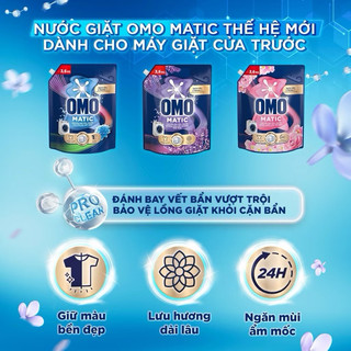 ( Mẫu mới] Combo 2 Túi Nước giặt OMO Matic Cửa trước Ngăn ẩm mốc 3.8kg/túi