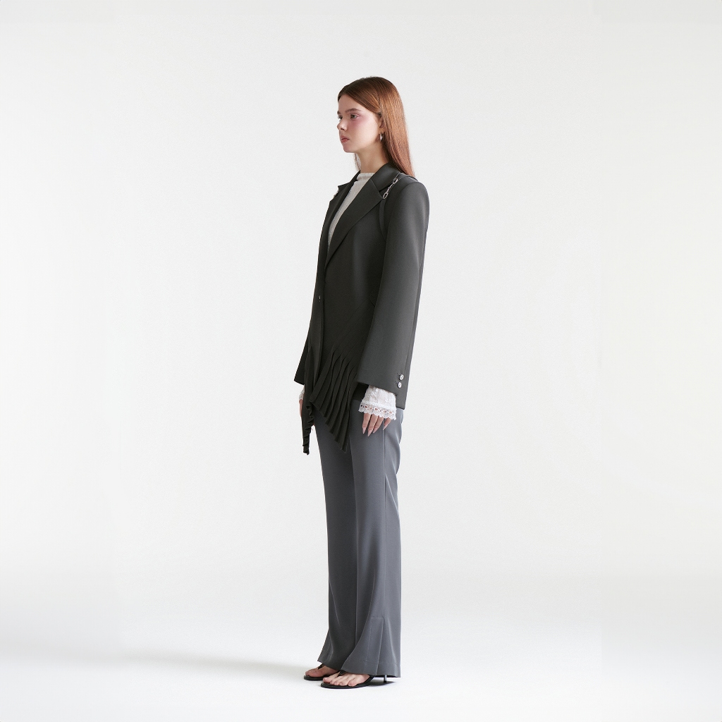 Ảnh DEAR JOSÉ - Áo blazer vạt dập li xám đen Pegasus 2