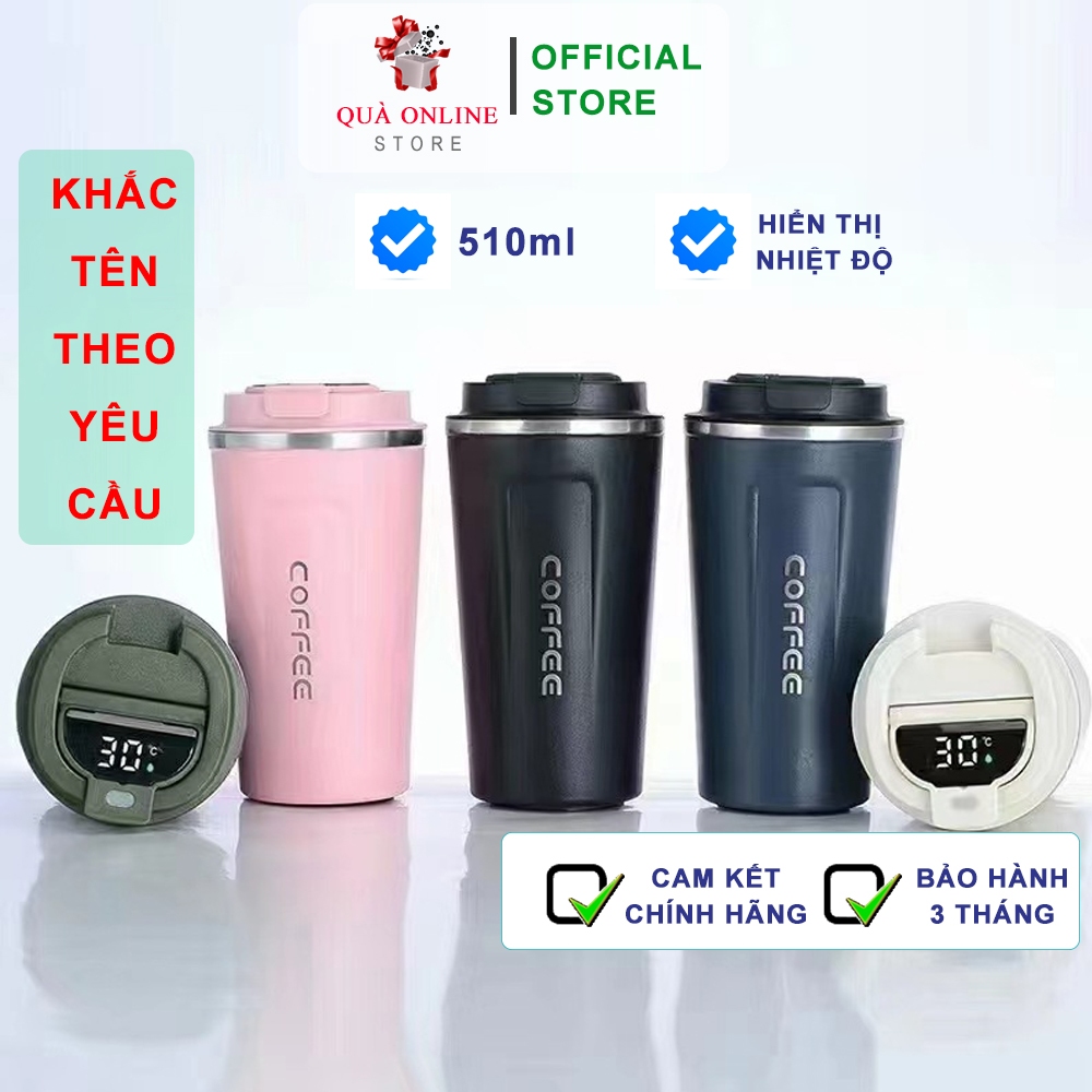 Ly giữ nhiệt Coffee Holic hiển thị nhiệt độ khắc tên theo yêu cầu | Cốc giữ nhiệt Chính hãng