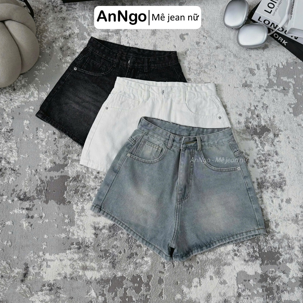 Quần short jean nữ loang màu cách điệu túi sau cá tính Anngo - AT501