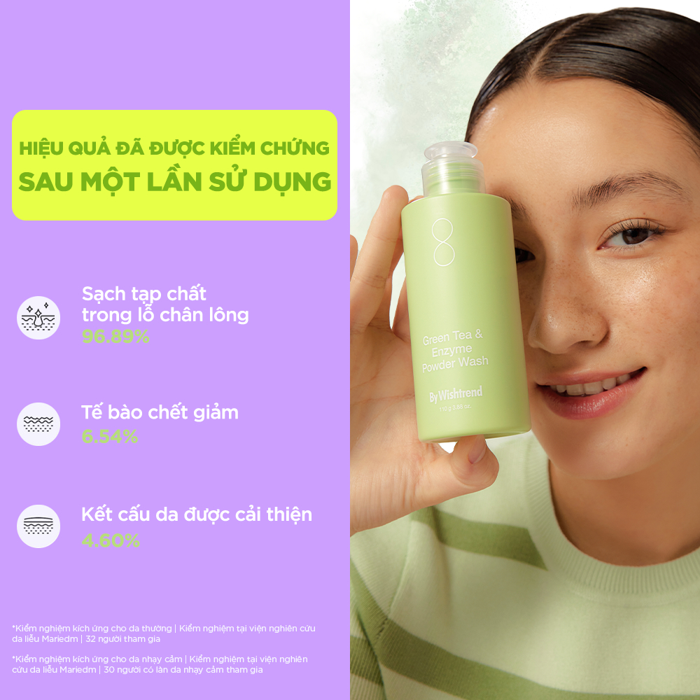 Ảnh By Wishtrend Sữa rửa mặt dang bột Green tea & Enzyme Powder Wash 110g 2
