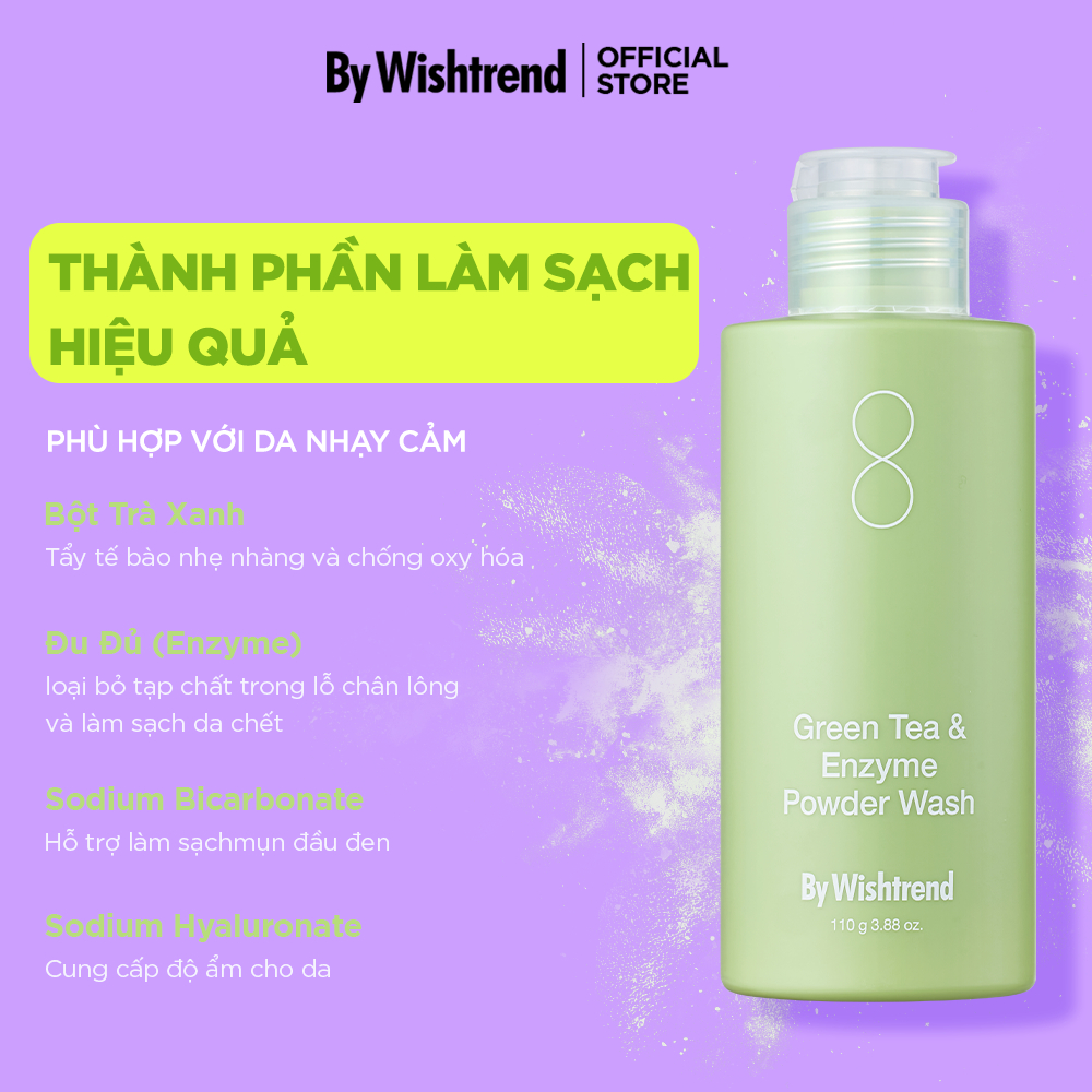 Ảnh By Wishtrend Sữa rửa mặt dang bột Green tea & Enzyme Powder Wash 110g 1