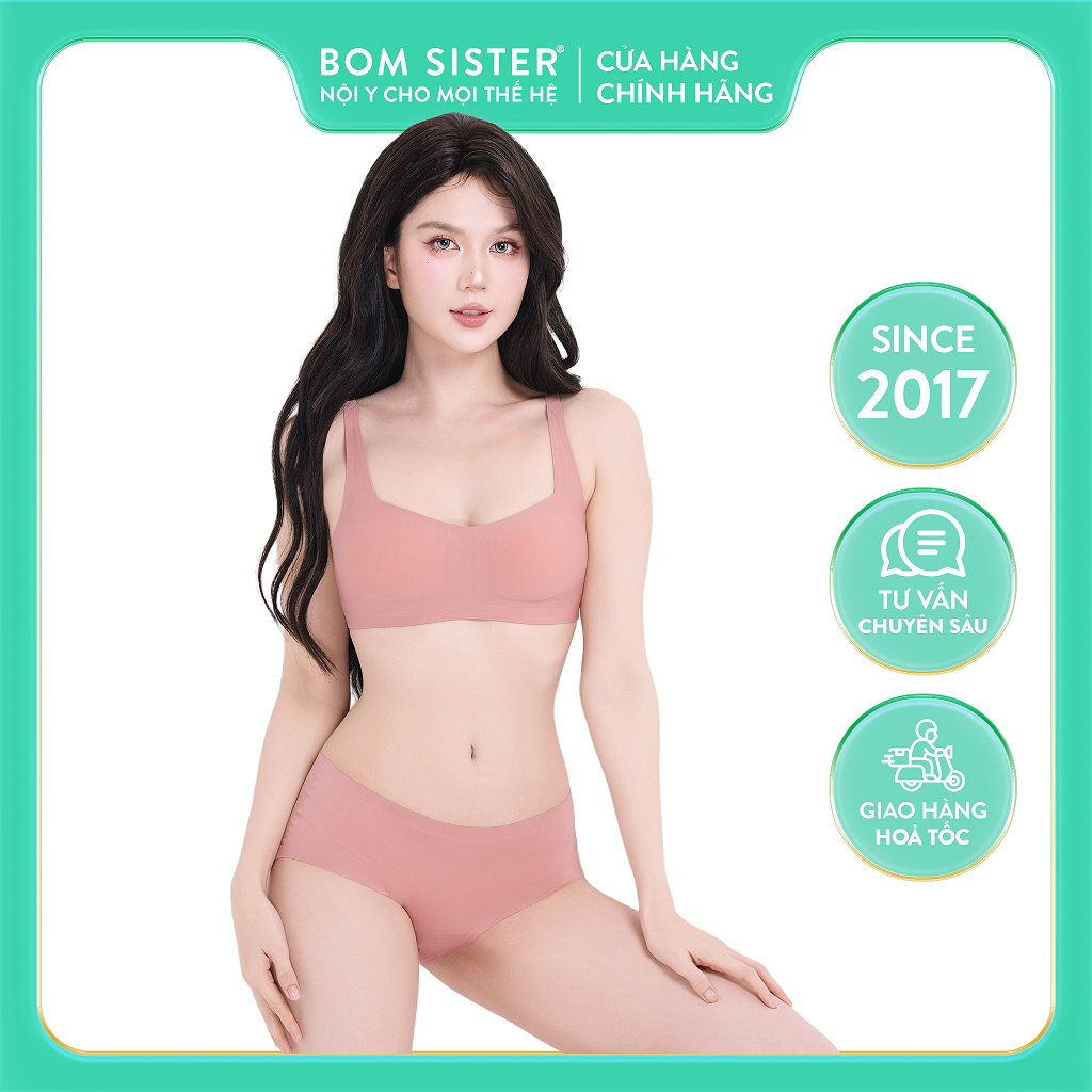 Ảnh Áo lót su mút mỏng, áo ngực nữ không gọng, dây liền không viền, mút tháo rời được BOM SISTER MU0310 2