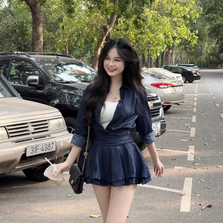 LALASTUDIO• Váy sơ mi denim chân váy tầng bèo, váy denim lannie, váy sơ mi (ảnh thật mẫu mặc)