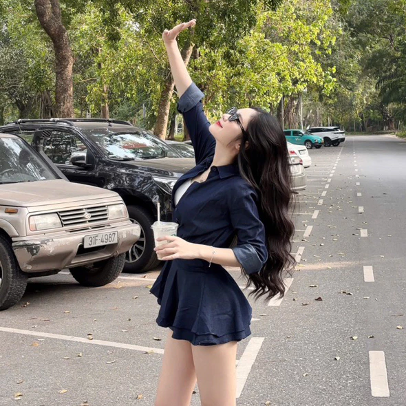LALASTUDIO• Váy sơ mi denim chân váy tầng bèo, váy denim lannie, váy sơ mi (ảnh thật mẫu mặc)