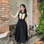 Đầm thiết kế BEMINE cổ sen dáng chữ A ngực phối bèo phù hợp đi làm, đi chơi-MT9612