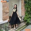 Đầm thiết kế BEMINE cổ sen dáng chữ A ngực phối bèo phù hợp đi làm, đi chơi-MT9612