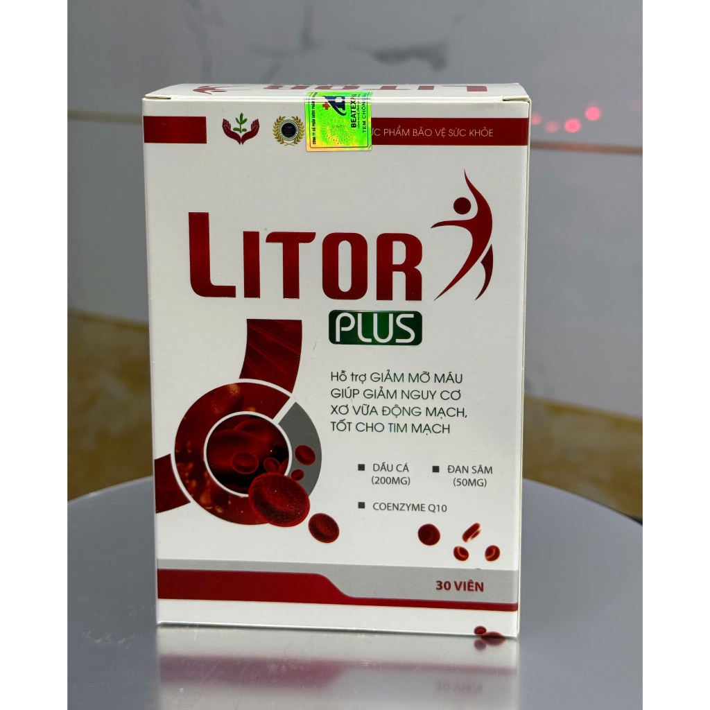 [TẶNG SIRO HO 65K] Viên Uống LITOR PLUS - Giúp Giảm Nguy Cơ Xơ Vữa Động Mạch, Tốt Cho Tim Mạch - 30 Viên