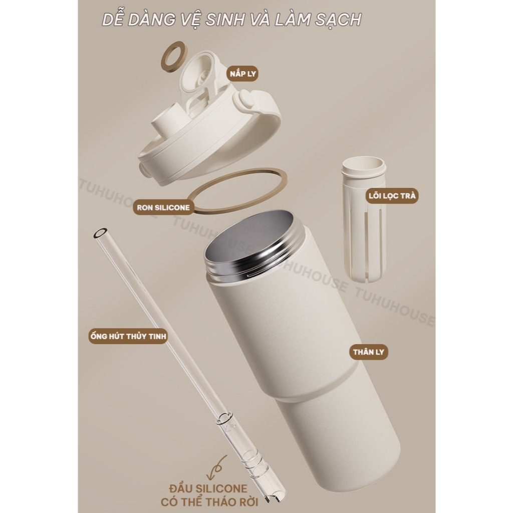 Ly giữ nhiệt khắc tên SIMPLE 735ml, cốc nước nóng lạnh inox 316 cao cấp có quai xách tiện lợi – TUHUHOUSE | BigBuy360 - bigbuy360.vn