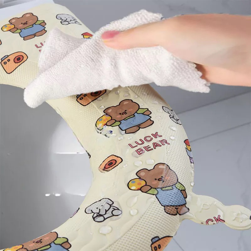{ SIÊU RẺ }Combo 3 tặng 1 Đệm lót bồn cầu   giữ ấm chống vi khuẩnchống thấm in họa tiết xinh xắn