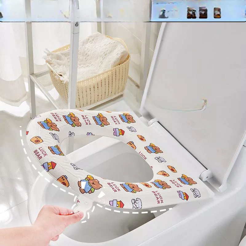 { SIÊU RẺ }Combo 3 tặng 1 Đệm lót bồn cầu   giữ ấm chống vi khuẩnchống thấm in họa tiết xinh xắn