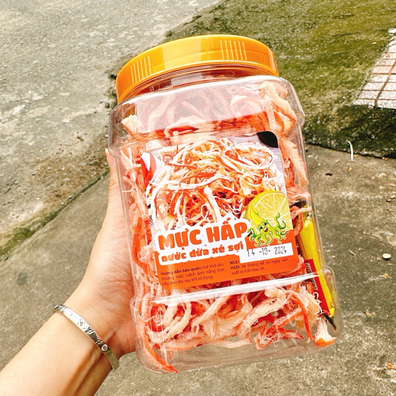 Mực Thái Xé Sợi Hấp Dừa Loại ngon đặc biệt- 1Hộp Vuông 500gr
