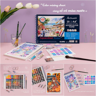 KLONG Artwork - Sổ Vẽ Màu Nước Giấy Dày 300 gsm Cao Cấp A4+ 25 Tờ ; MS: 782 ♥ Spriral Watercolor Sketchbook Sổ Vẽ Lò Xo
