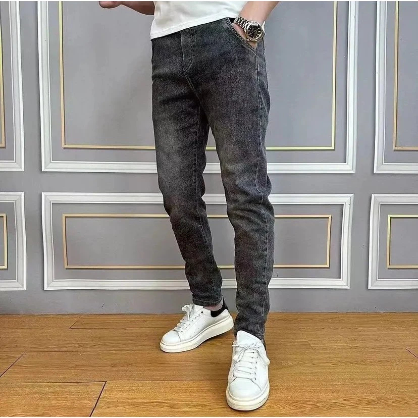 Quần jean nam vải co giãn 4 chiều,quần bò nam màu xanh dáng côn vải cao cấp không phai màu