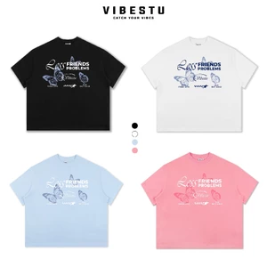 Áo Thun Local Brand VIBESTU "Friends Problems", Áo Thun Boxy Form Rộng Unisex 250Gsm 100% Cotton