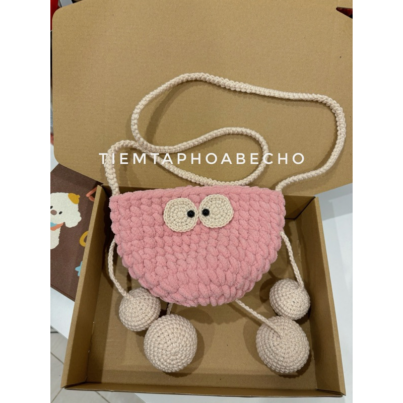Túi len bồ hóng handmade bằng len nhung đũa, túi bồ hóng bằng len ...