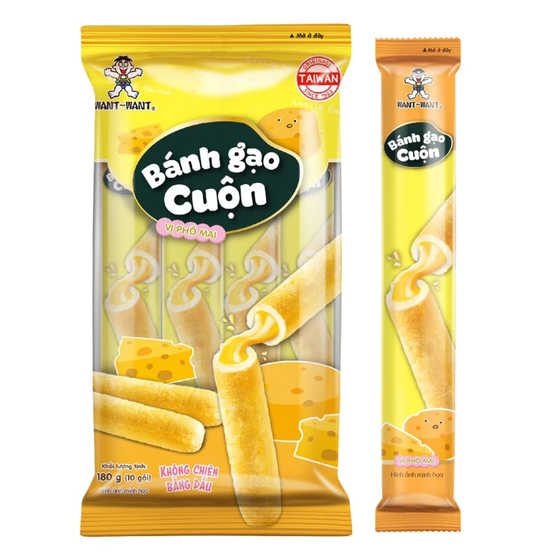 Bánh gạo cuộn vị phô mai Want Want gói 180g