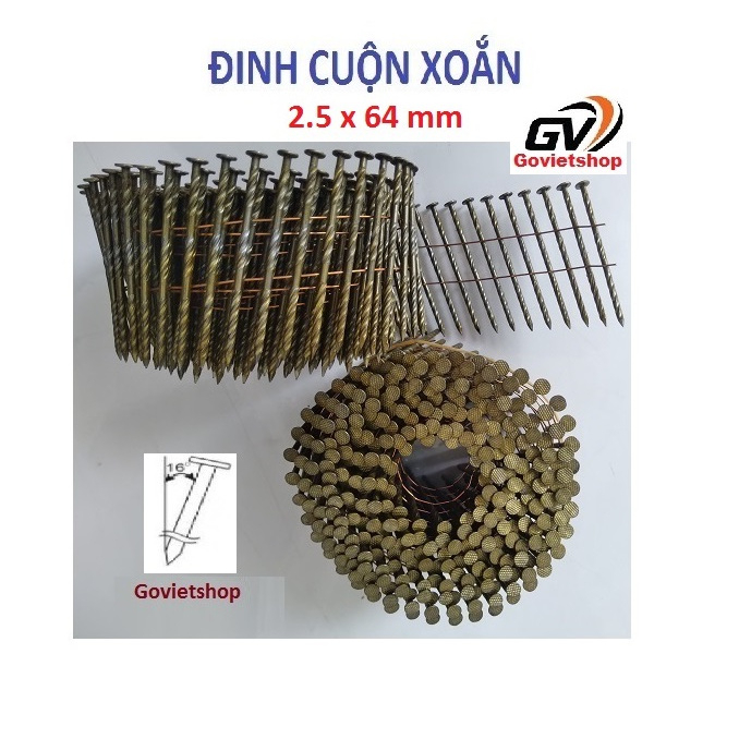 Đinh cuộn xoắn 2.5x64 mm - cuộn 300 cây đinh - đinh đóng pallet - đinh ...
