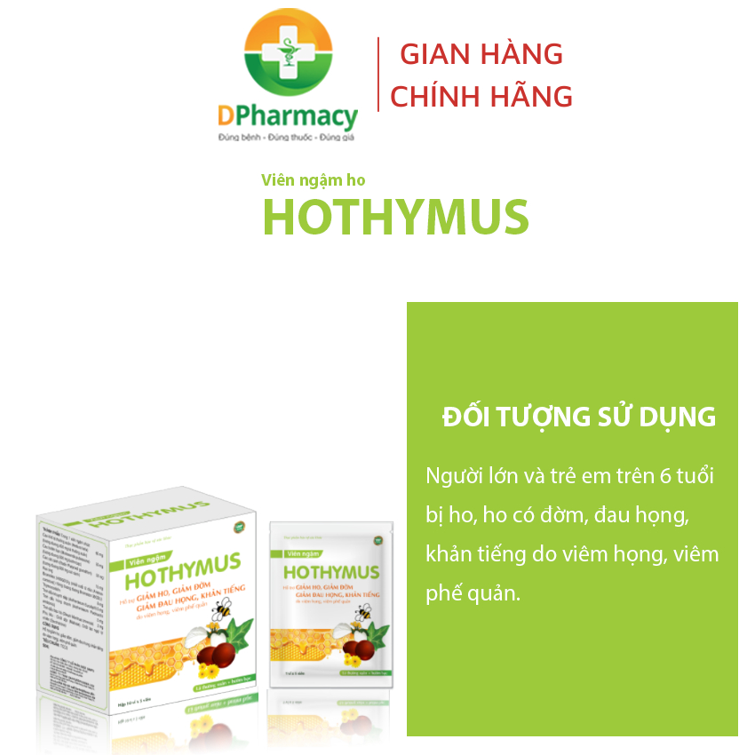 Viên ngậm Hothymus SanfoBee -  Hỗ trợ giảm ho, giảm đờm, giảm đau họng, do viêm họng, viêm phế quản