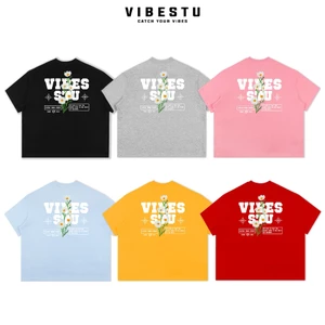 Áo Thun Local Brand VIBESTU " Daisy Flower " Form Big Boxy Rộng Unisex 250Gsm 100% Cotton
