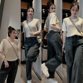 Áo Len Mongtoghi Ngắn Tay Cổ V Basic QCCC Cao Cấp Freesize