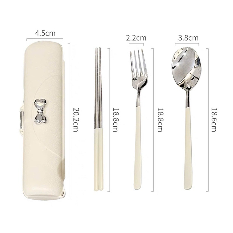 Sét thìa đũa dĩa inox 304 có hộp đựng nơ sang trọng tiện lợi