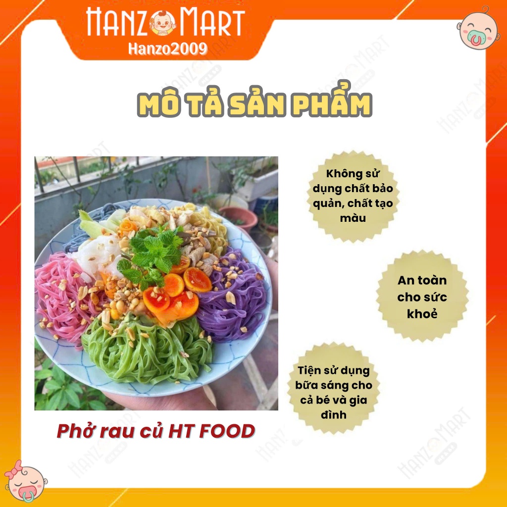 Phở gạo rau củ ăn liền hữu cơ cho bé ăn dặm HT FOODS 350gr